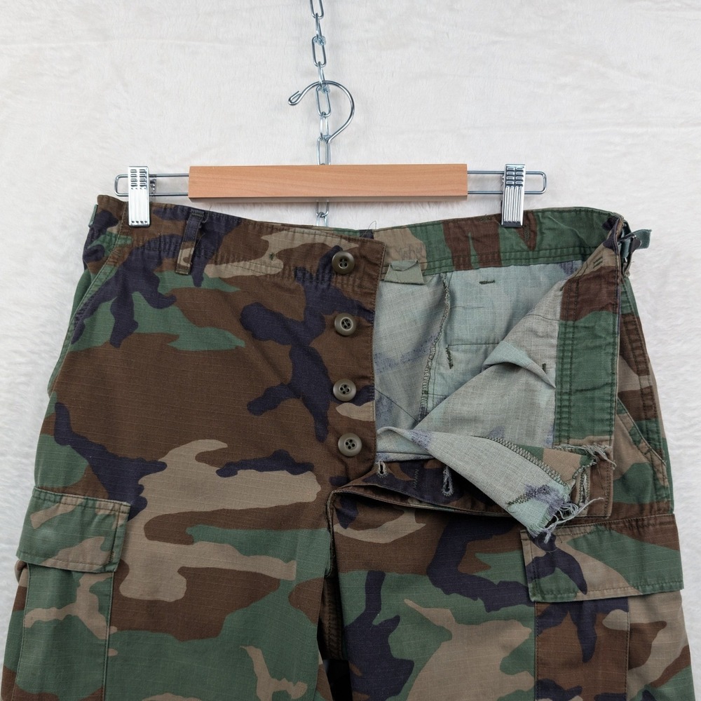 VTG Military Cargo Pants Men's 34x30 Green Woodland Camo Ripstop Military 90s